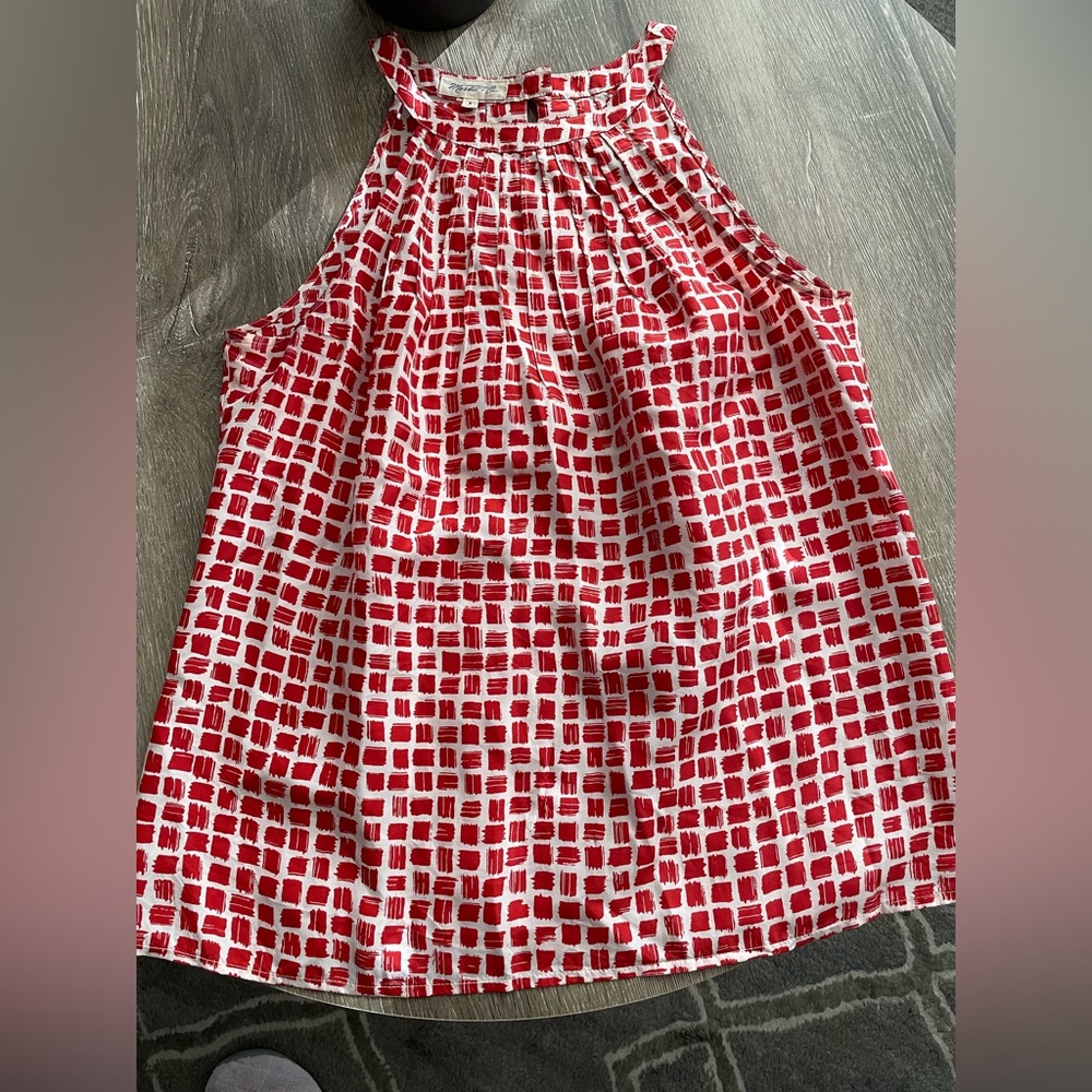 Orange and Cream Silk Patterned Women's Top